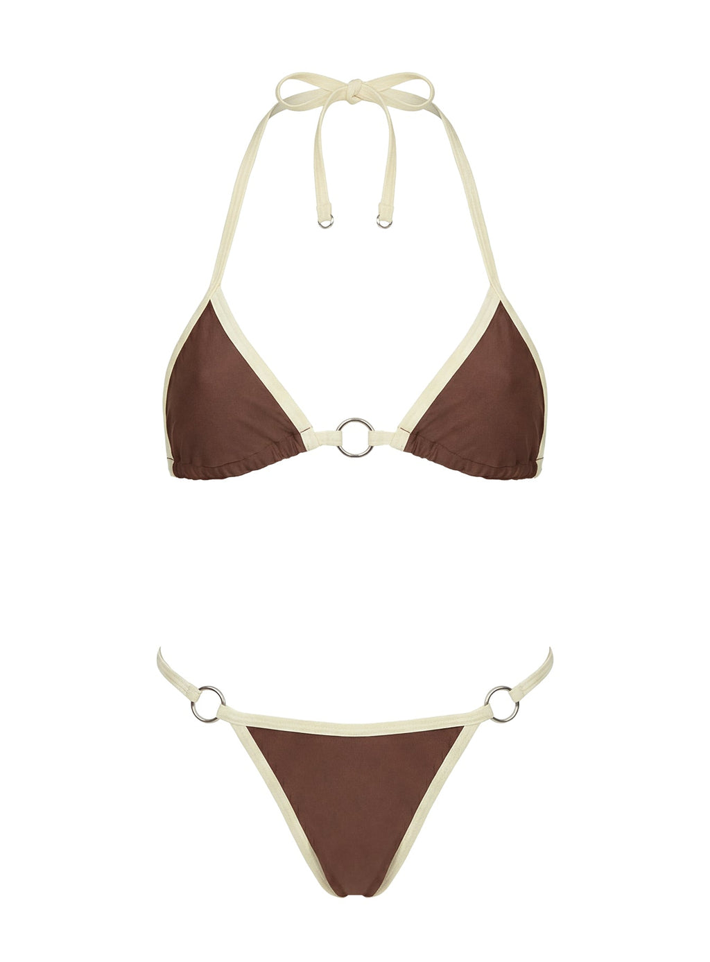 Maurita Hardware Halter Bikini Top Brown / White